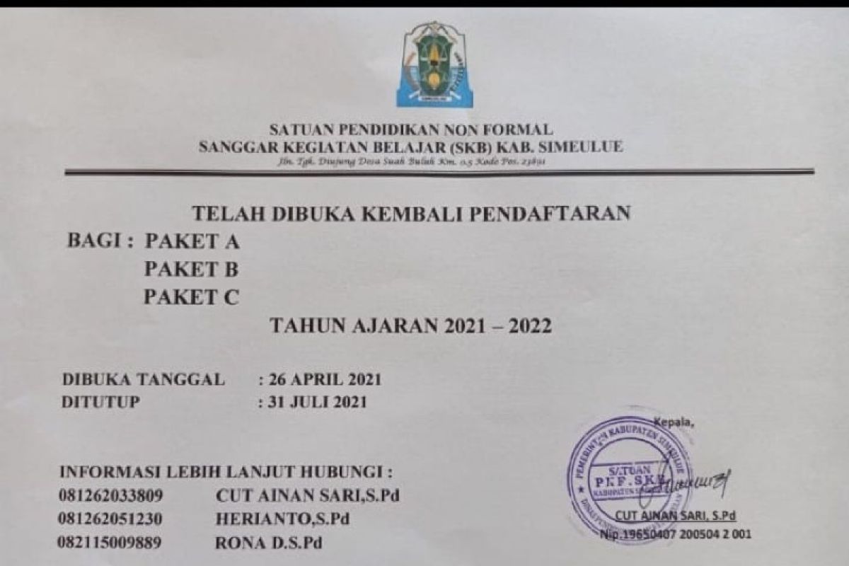 Terima murid baru, SPNF Simeulue dorong warga berwirausaha