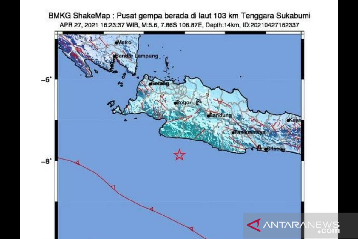 Sukabumi diguncang gempa berkekuatan M 5,6 menjelang berbuka puasa