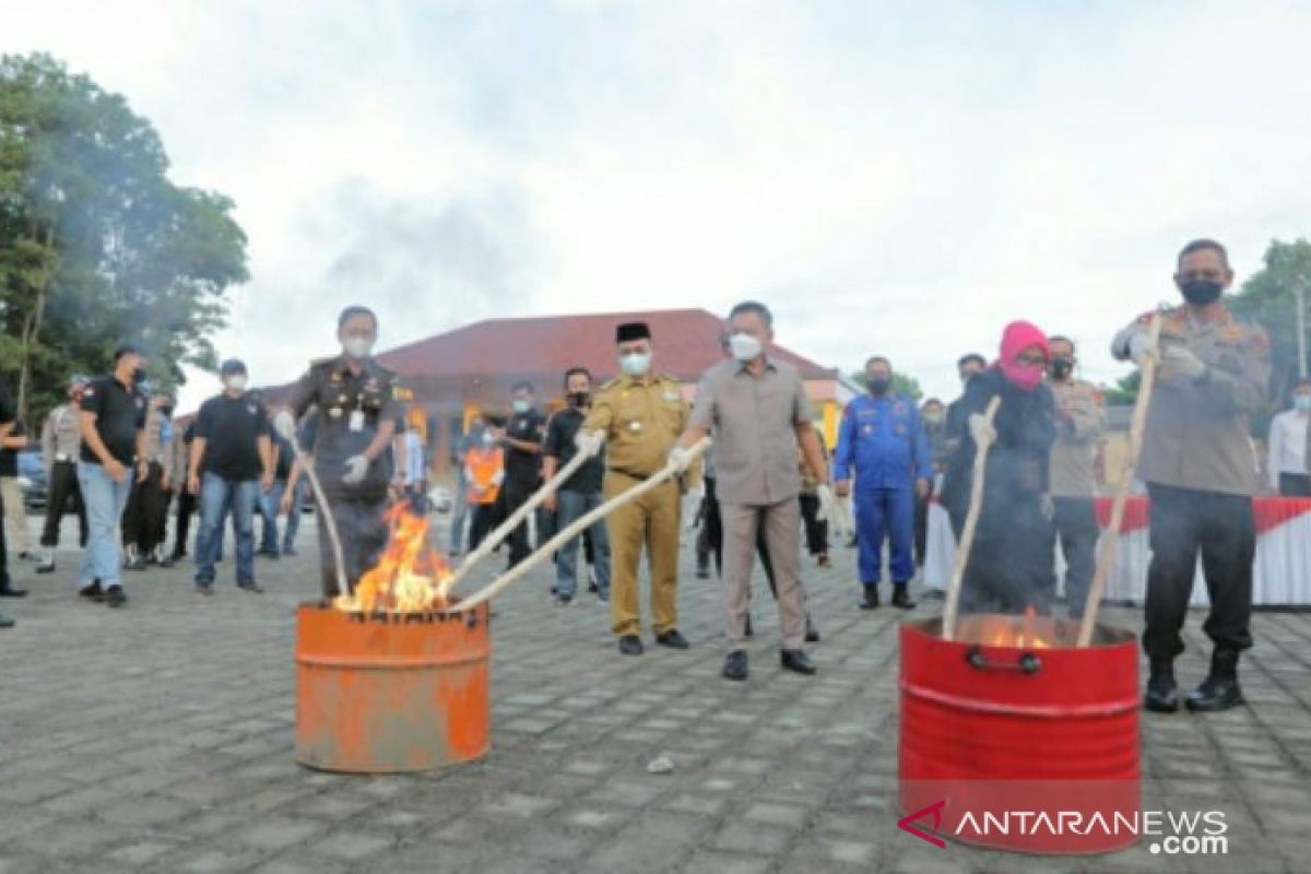 Gubernur Babel hadiri pemusnahan barang bukti narkoba dan miras