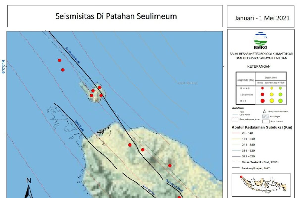 BMKG catat ada 4 gempa bumi Sabang dirasakan dalam 4 bulan terakhir di Patahan Seulimeum
