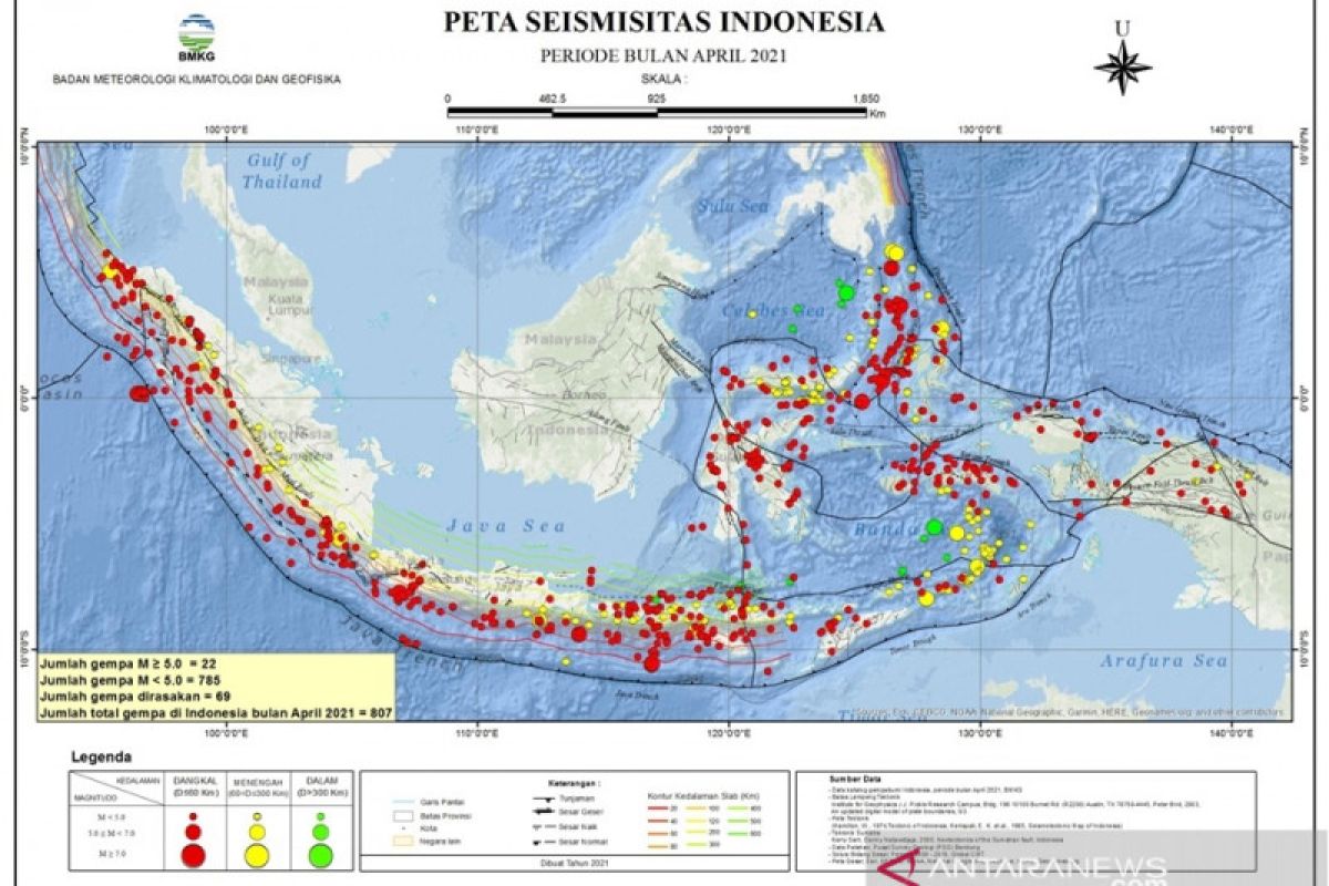 BMKG: 807 kali gempa tektonik terjadi sepanjang April 2021