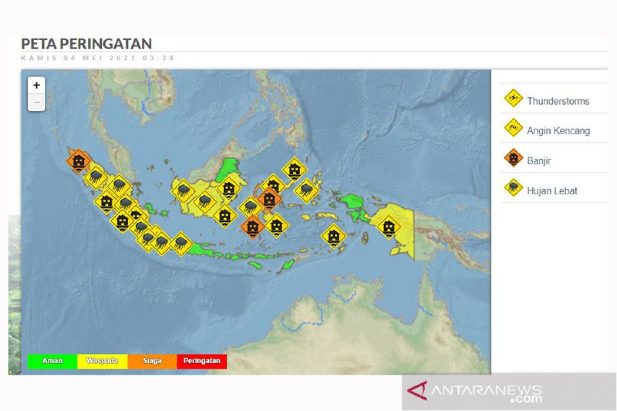 BMKG: Sejumlah provinsi di Indonesia berpotensi hujan lebat disertai angin kencang