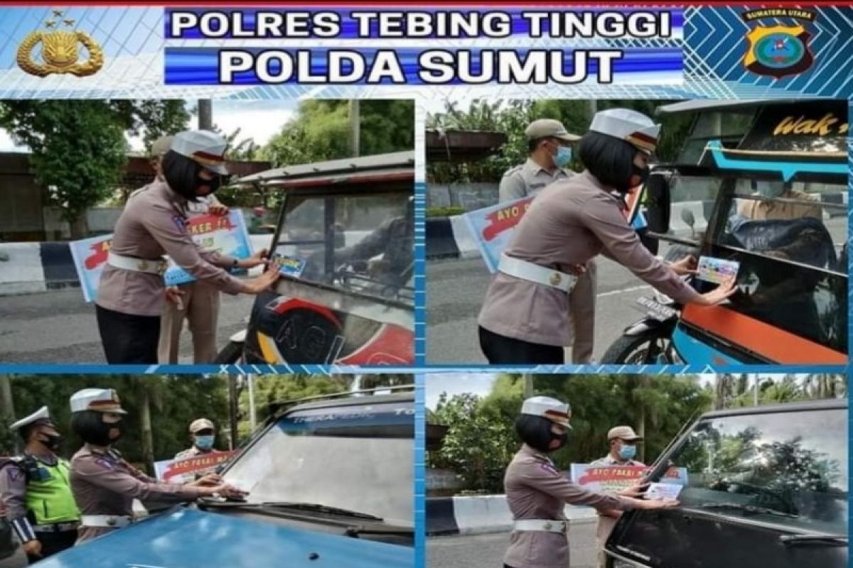 Polres pasang stiker prokes dan larangan mudik