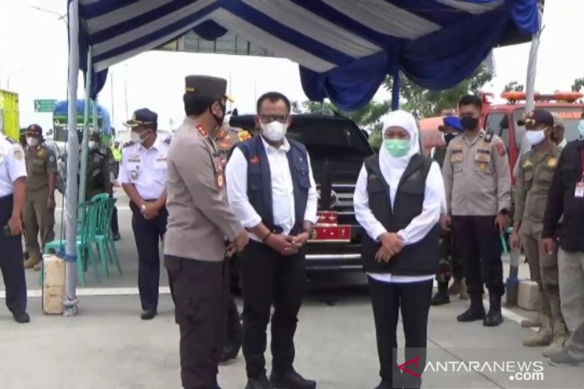 Forkopimda Jatim tinjau titik penyekatan jalur mudik di gerbang tol Ngawi