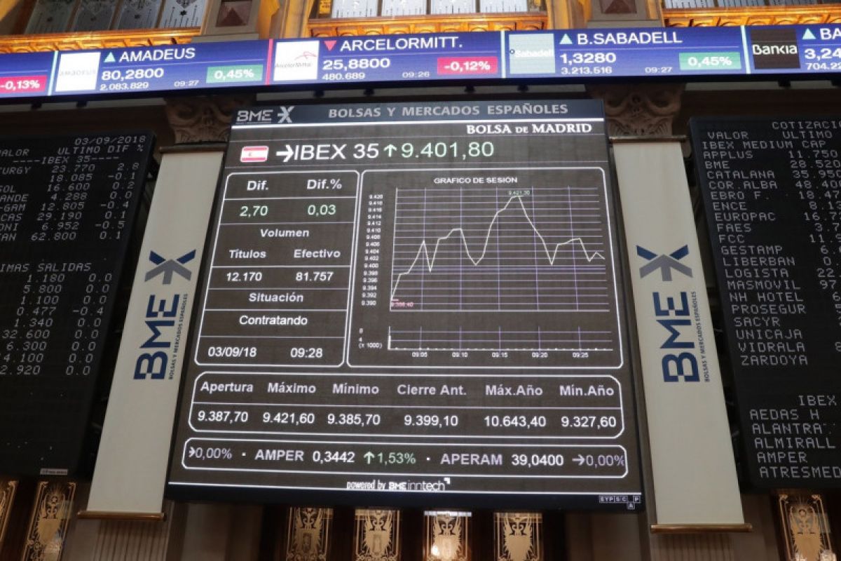 Saham Spanyol untung lagi, Indeks IBEX 35 naik 0,86 persen