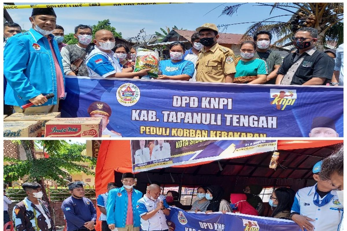 DPD KNPI Tapteng serahkan bantuan untuk korban kebakaran di Sibolga dan Mela