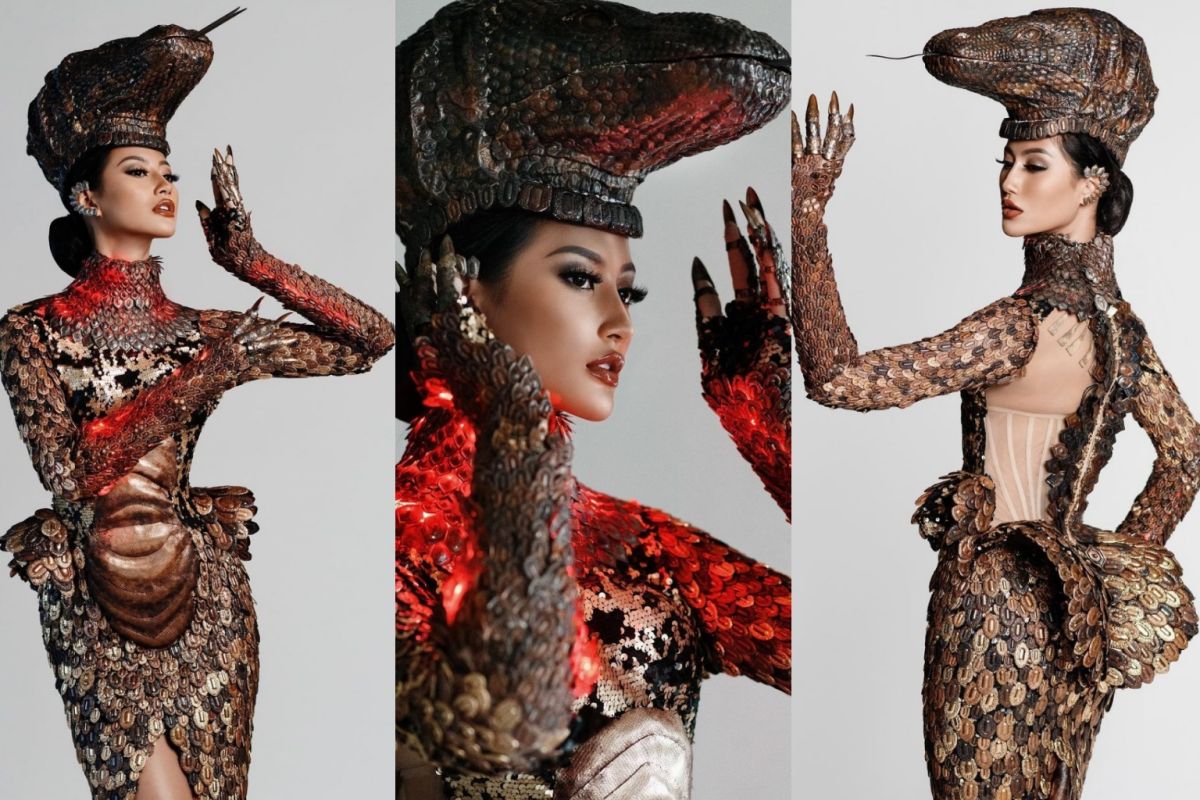 Detail kostum nasional "Komodo" pada finalis Miss Universe 2020