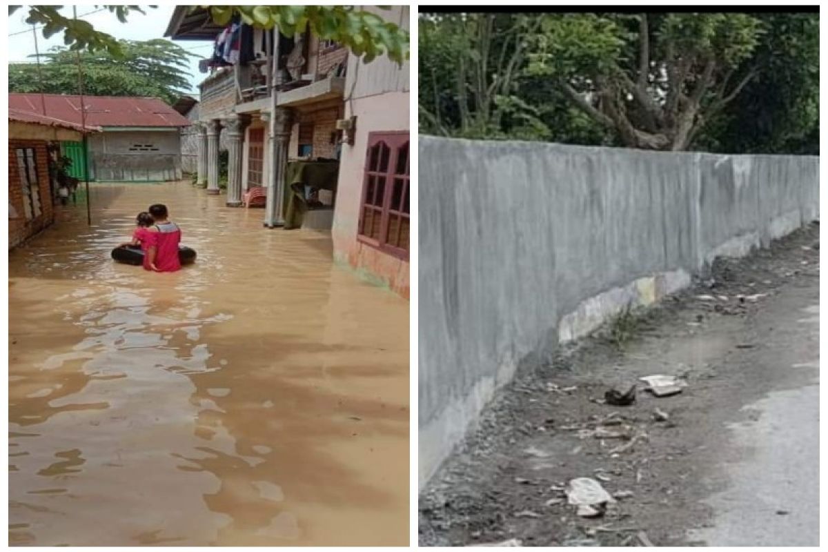 Tembok penahan banjir yang dibangun BPBD tidak berfungsi