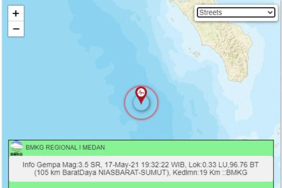 Gempa magnitudo 5,1 Nias Barat tidak berpotensi tsunami