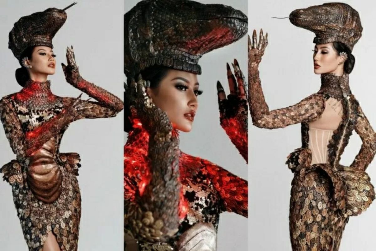 Detail kostum nasional "Komodo" pada ajang Miss Universe 2020