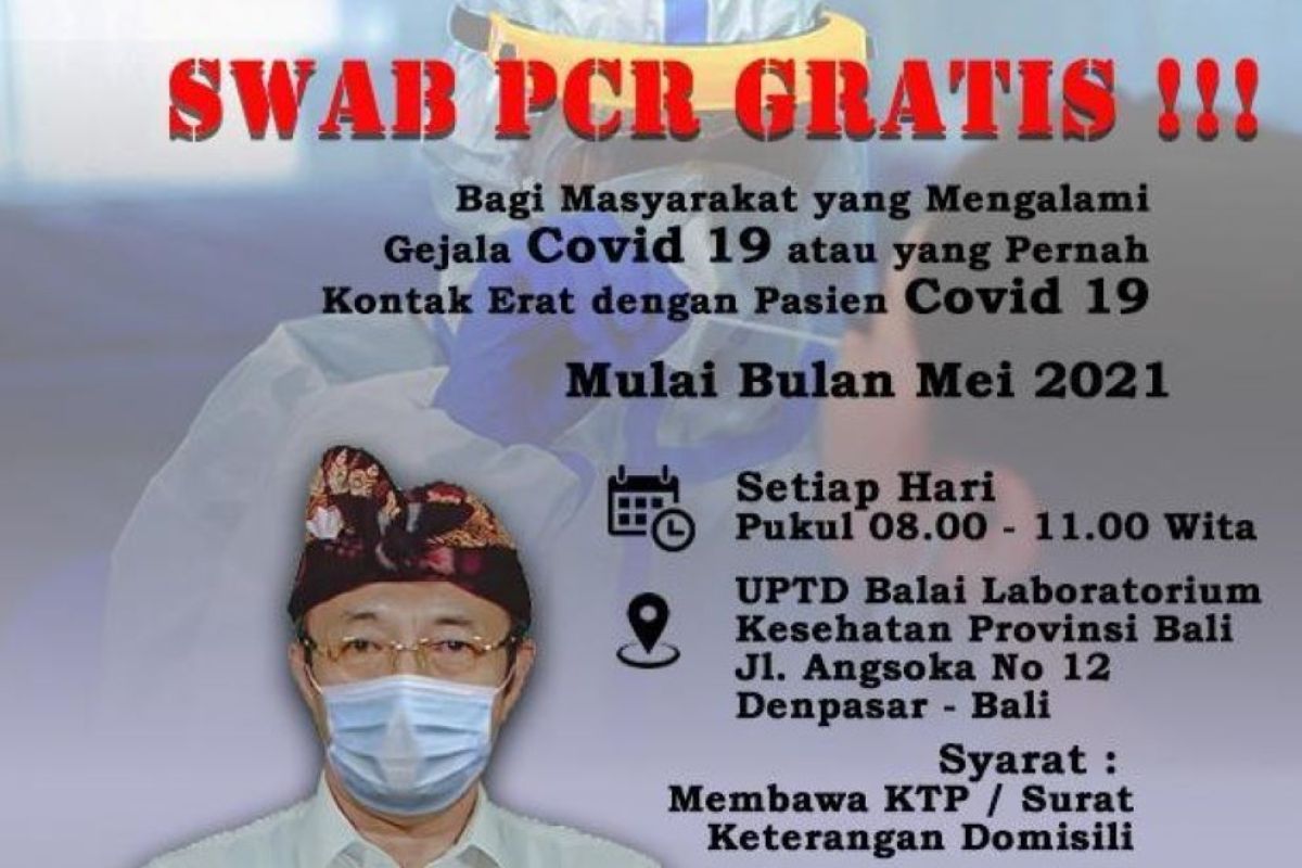 Mei, Bali gratiskan biaya swab PCR bagi masyarakat bergejala COVID-19
