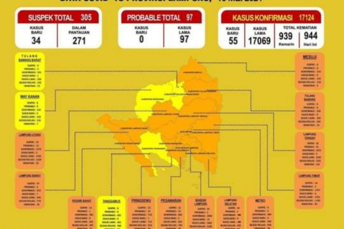 Tambah 267 H+5 Lebaran, positif COVID-19 di Lampung jadi 17.069 kasus