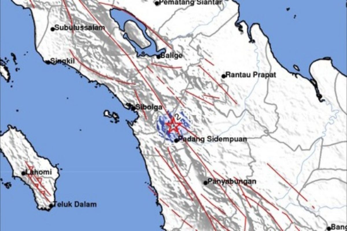 Gempa tektonik kedalaman 2 km  guncang Padang Sidimpuan Sumut