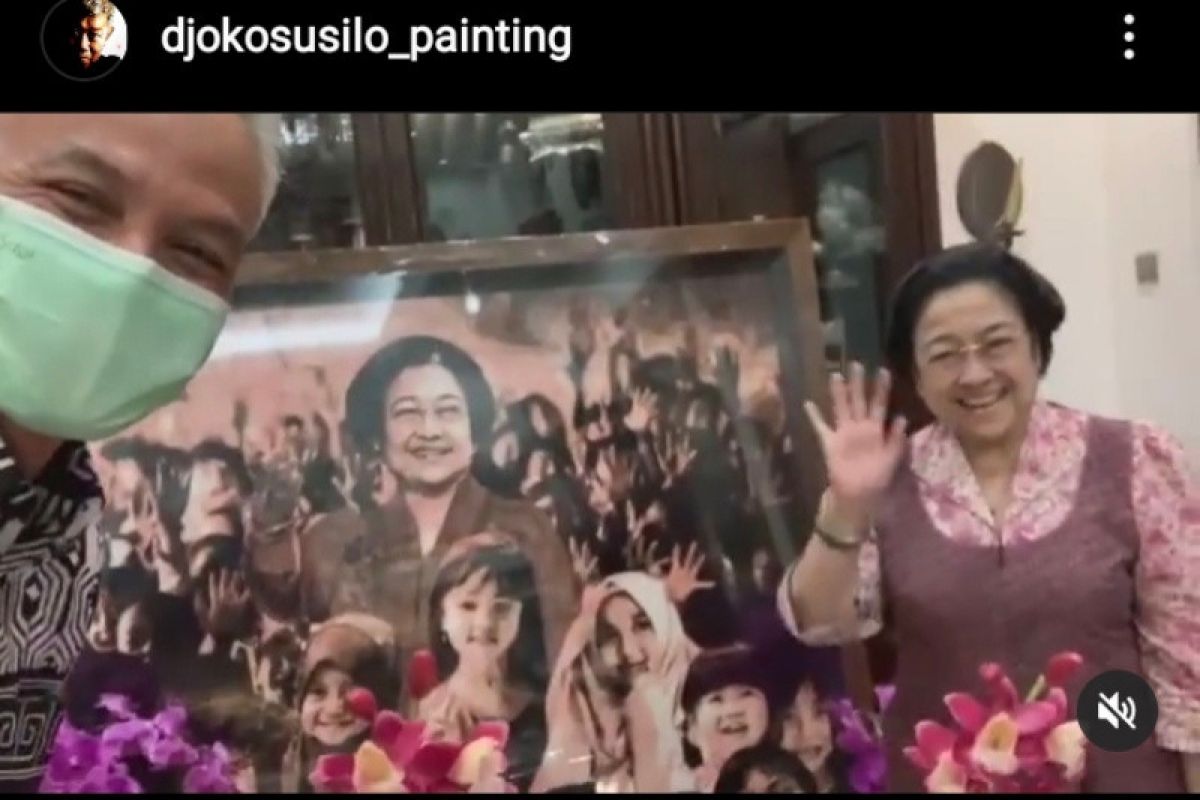 Ganjar serahkan lukisan karya Djoko Susilo kepada Megawati