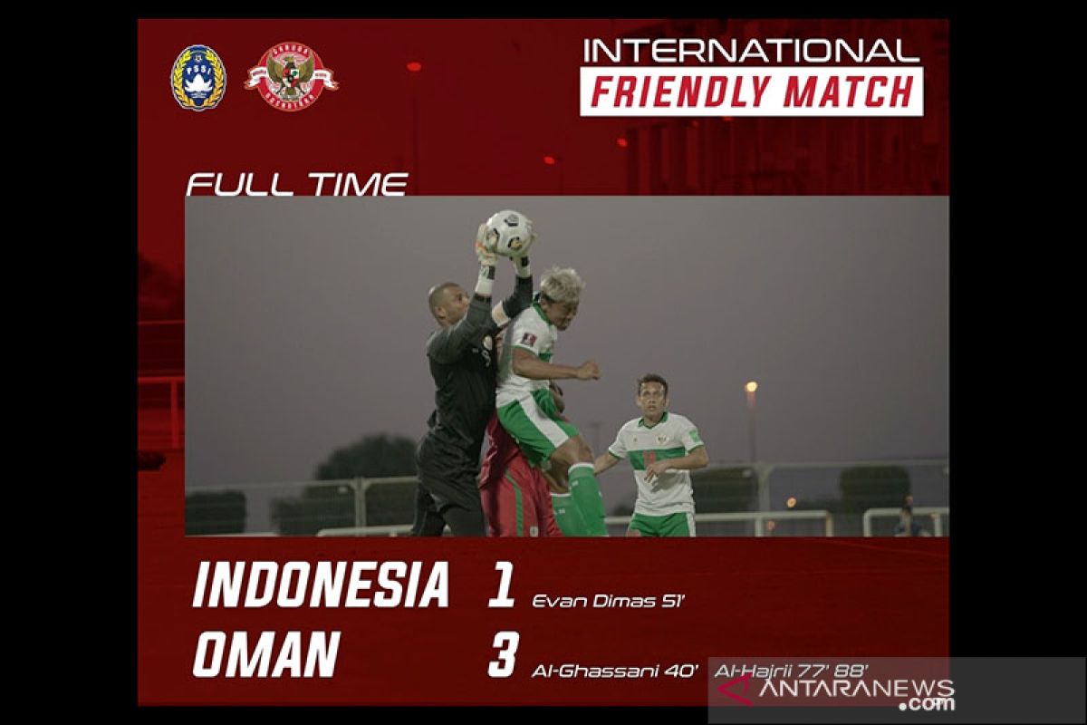 Timnas Indonesia kalah 1-3 dari Oman