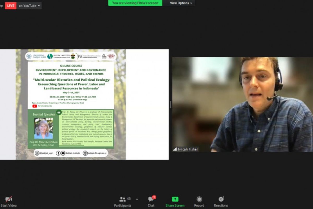 Dosen Amerika Serikat bahas hutan politik dalam kuliah umum Unhas secara virtual