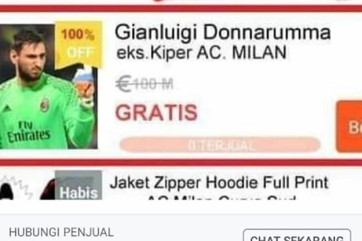 Netizen Indonesia jual eks Kiper AC Milan di online shop
