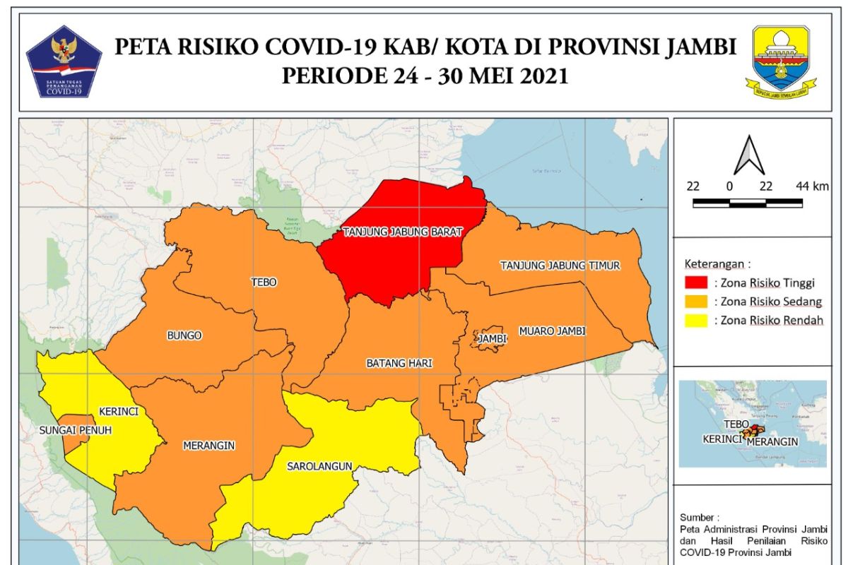 Kabupaten Tanjung Jabung Barat Provinsi Jambi zona merah COVID-19