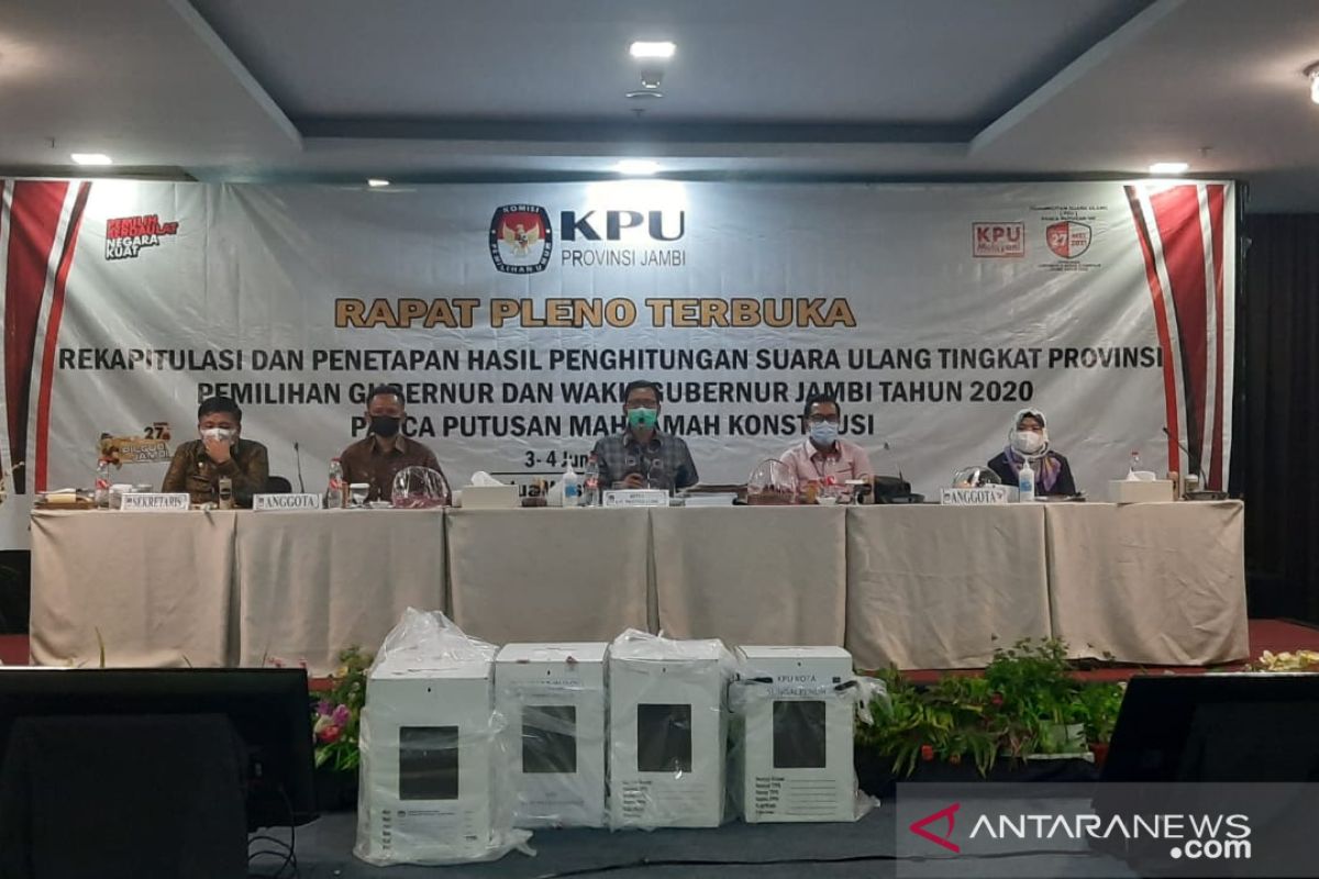 KPU Jambi tetapkan Haris-Sani  raih suara terbanyak PSU