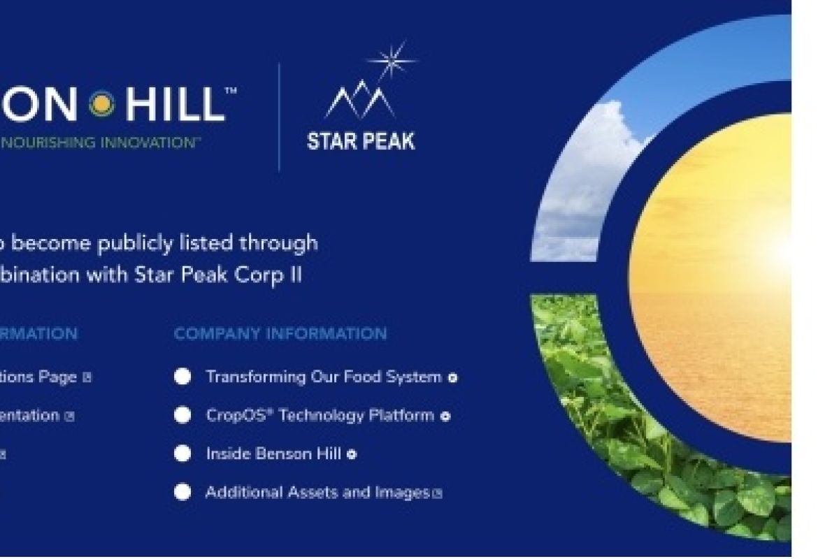 Benson Hill – perusahaan teknologi pangan berkelanjutan yang mendorong revolusi pangan berbasis nabati – untuk digabungkan dengan Star Peak Corp II