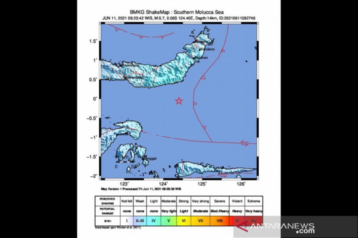 Aktivitas subduksi Sangihe sebabkan gempa magnitudo 5,7 di Sulut