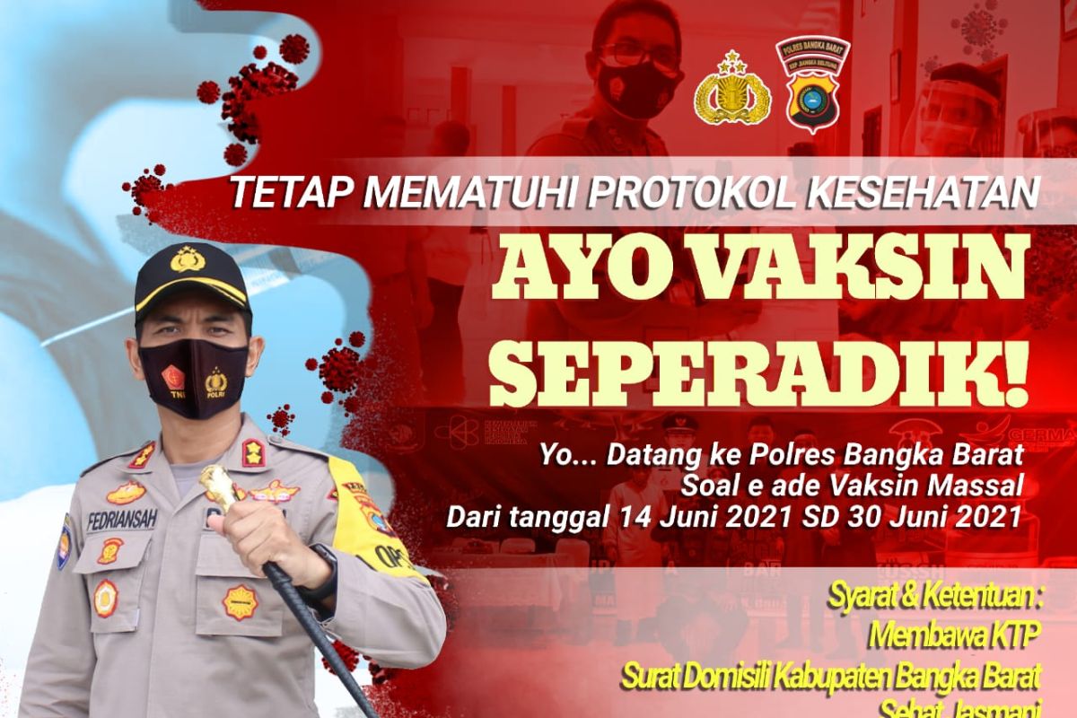 Polres-Dinkes Bangka Barat gelar vaksinasi COVID-19 hari Bhayangkara