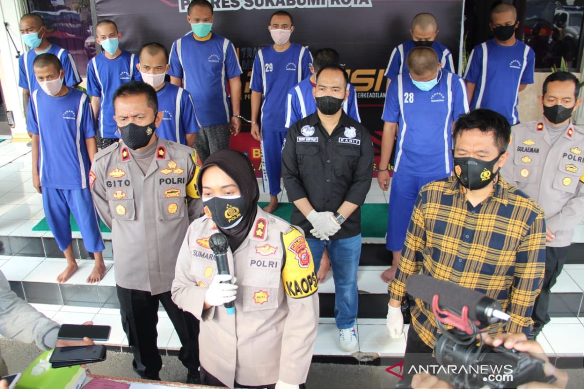 10 tersangka pengedar narkoba di Sukabumi berhasil ditangkap polisi pada awal Juni