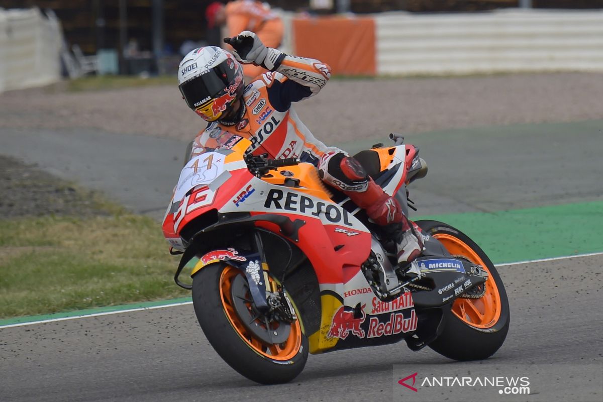 Marc Marquez dominasi FP1 GP Inggris meski kecelakaan di akhir sesi