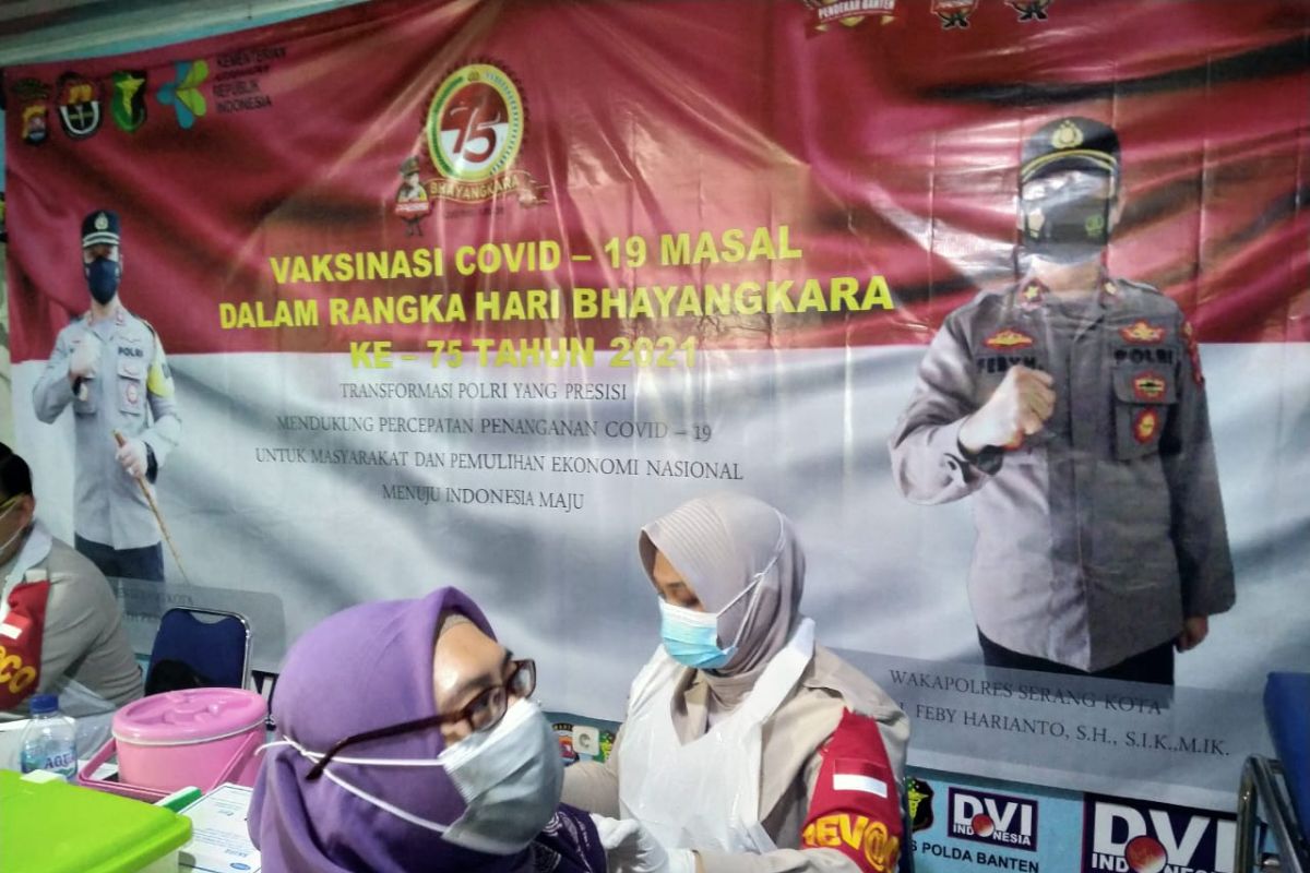 Dukung percepatan nasional, Polres Serang Kota gelar vaksinasi massal