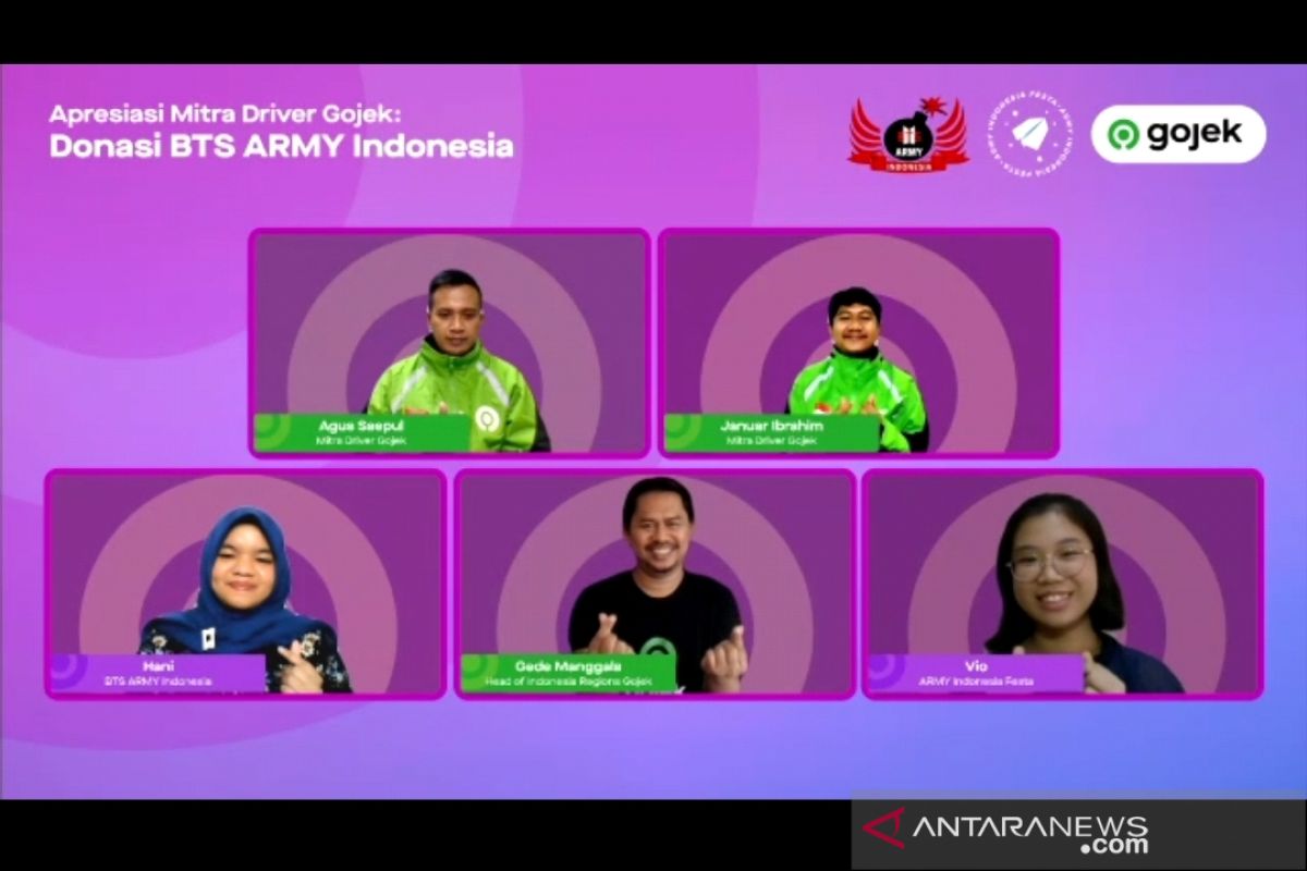 BTS ARMY Indonesia serahkan bantuan dana Rp159 juta untuk driver Gojek