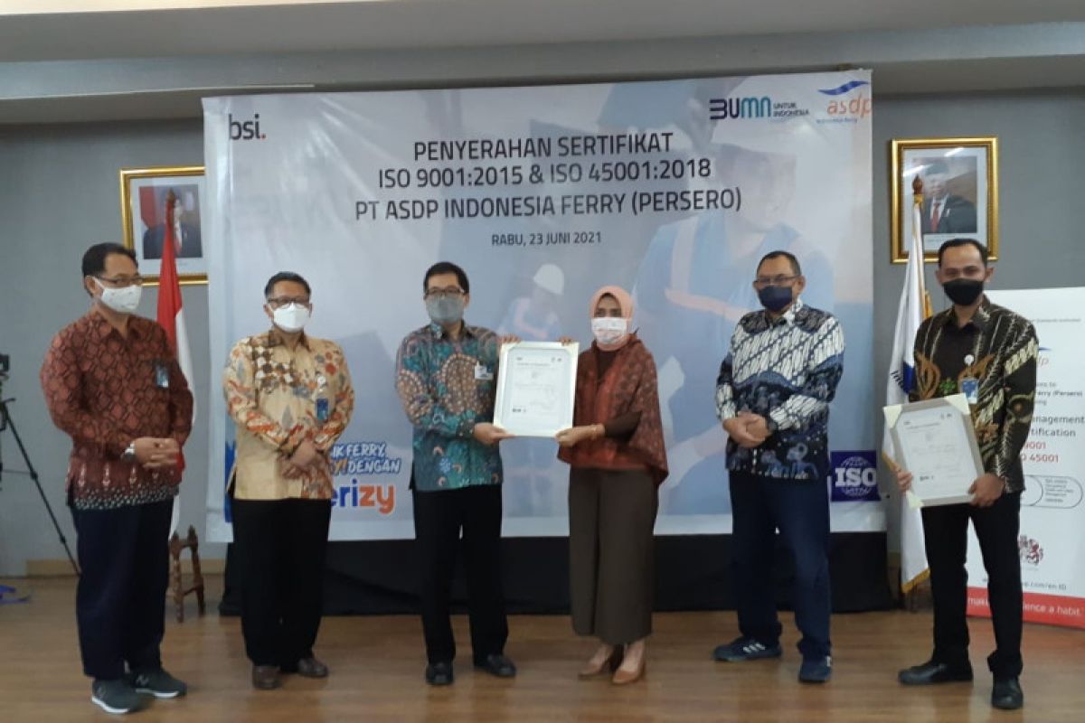 PT ASDP kantongi ISO 9001:2015 dan ISO 45001:2018