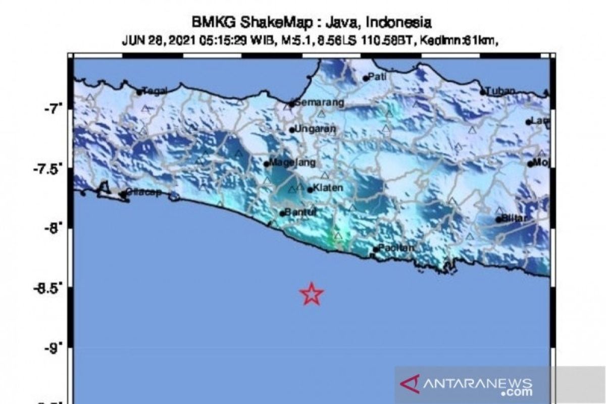 Gempa bumi magnitudo 5,3 di selatan Yogyakarta bukan "megathrust", kata BMKG