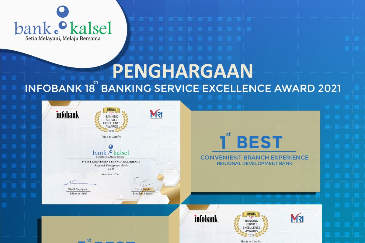 Bank Kalsel terima penghargaan terbaik dalam Banking Service Excellence Award 2021