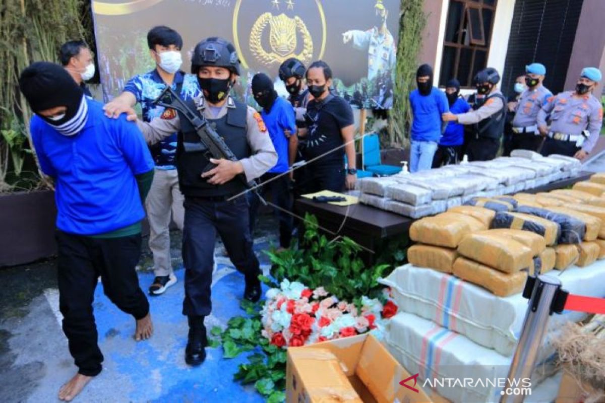 Police confiscate 528.55-kg dried cannabis from four suspects in Aceh