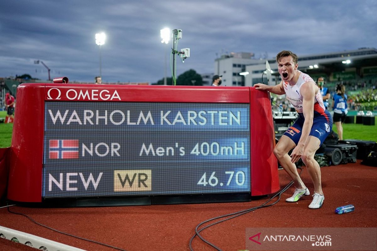 Pelari Norwegia Karsten Warholm patahkan rekor dunia lari gawang 400 meter