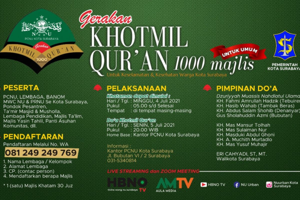 Gerakan Khotmil Quran 1.000 majelis digelar di Surabaya 4-5 Juli