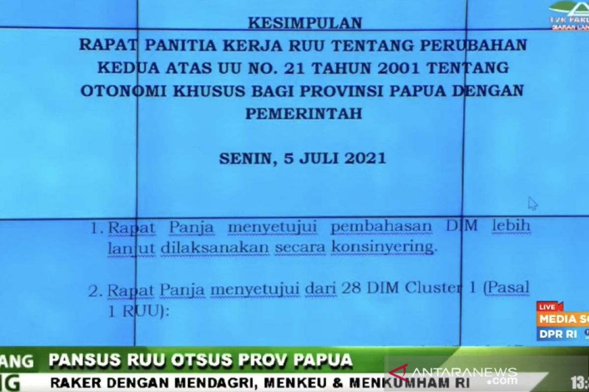 DPR dan pemerintah sepakat bahas usulan perluasan Otsus Papua