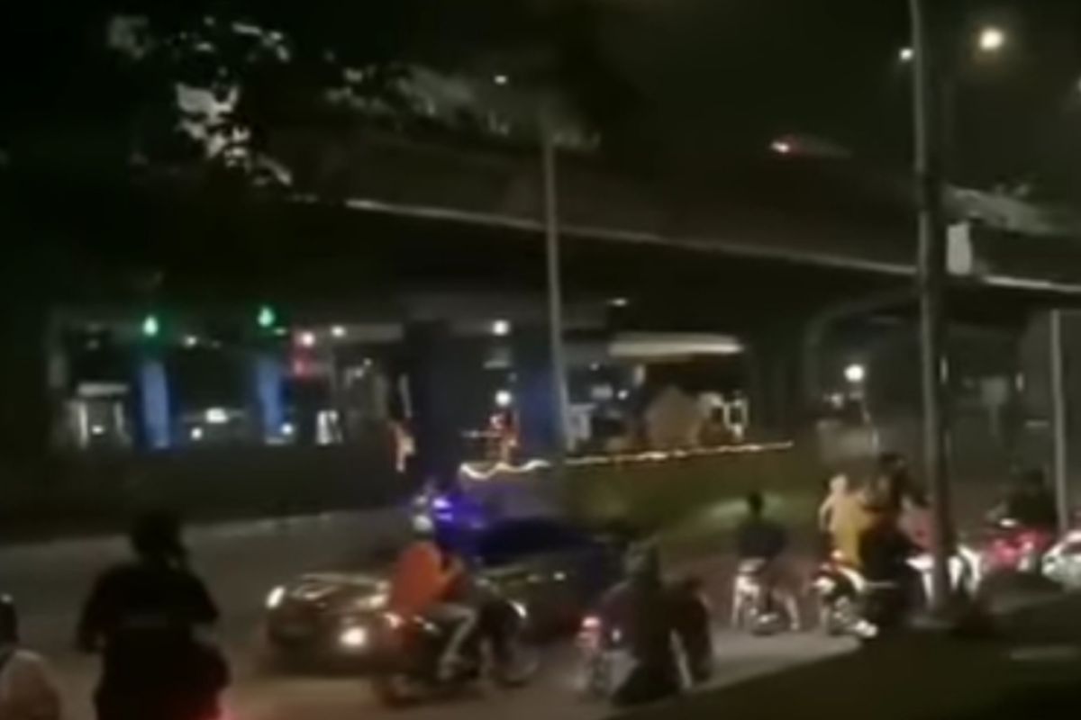 Personel kepolisian diserang geng motor saat bubarkan balap liar