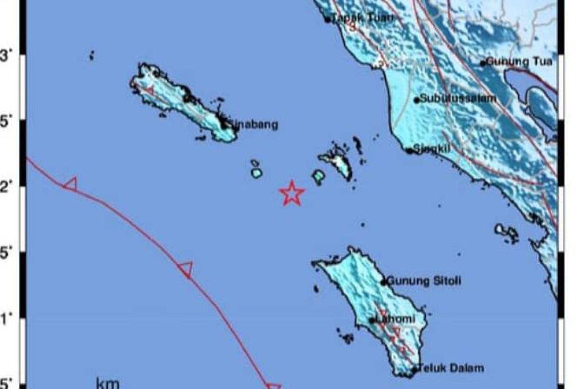 Gempa magnitudo 5,6 guncang Nias Utara