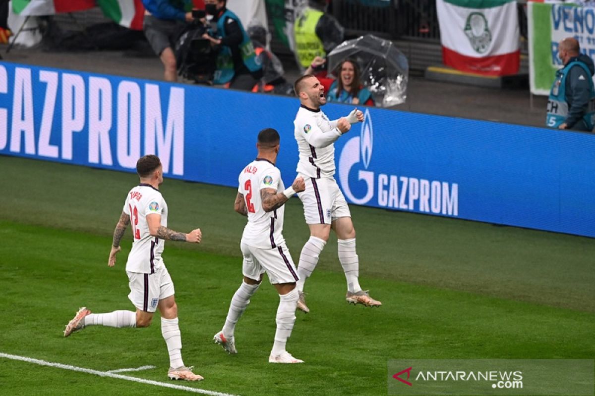 Babak pertama final Euro 2020, gol Shaw bawa Inggris memimpin