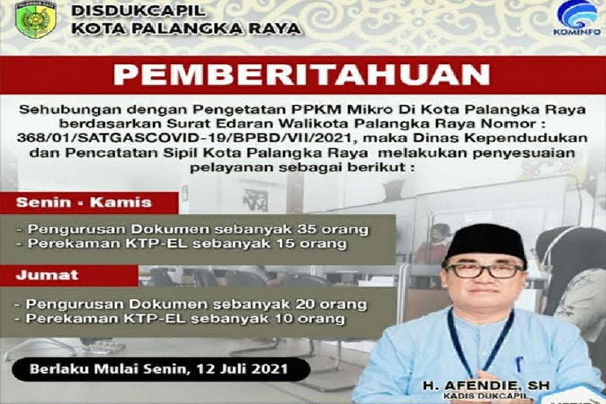 Disdukcapil batasi layanan kependudukan selama pengetatan PPKM Mikro