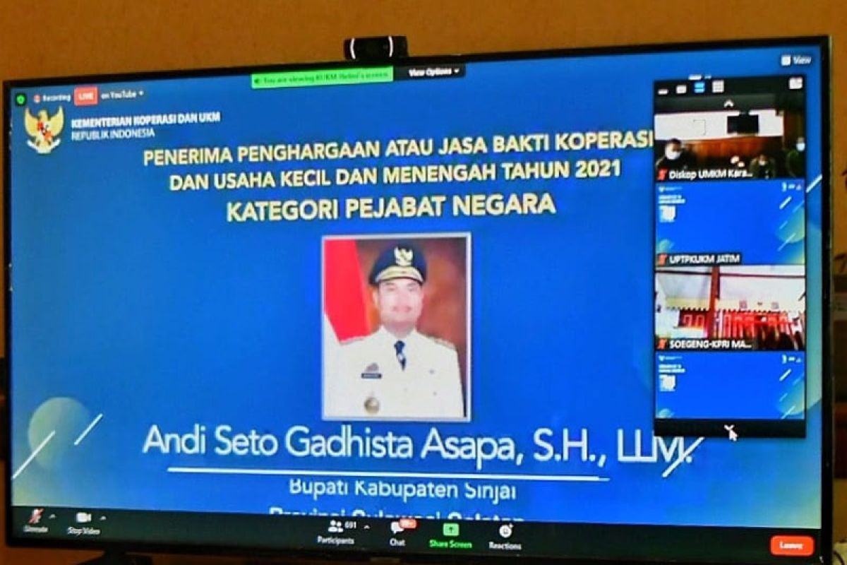 Bupati Sinjai raih penghargaan dari Menteri Koperasi dan UKM