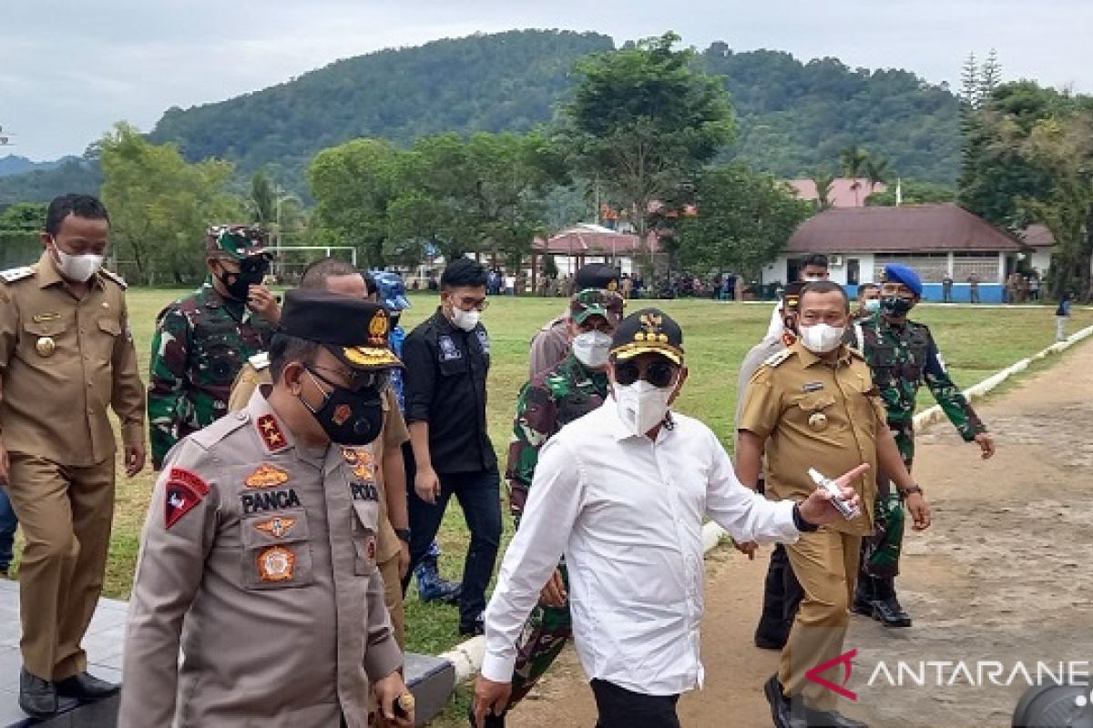 Gubsu, Pangdam dan Kapolda tiba di Tapteng tinjau PPKM Mikro di Sibolga