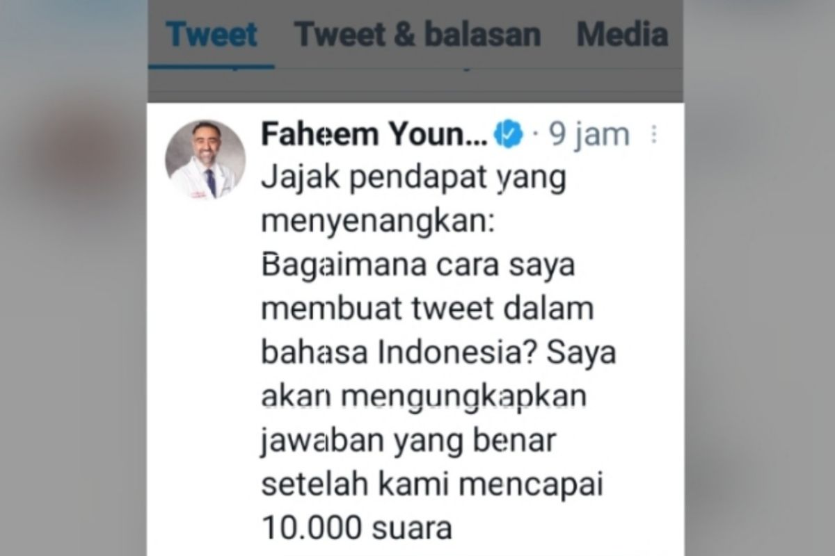 Tips Faheem Younus soal COVID, dokter AS yang giat ngetwit pakai Bahasa Indonesia