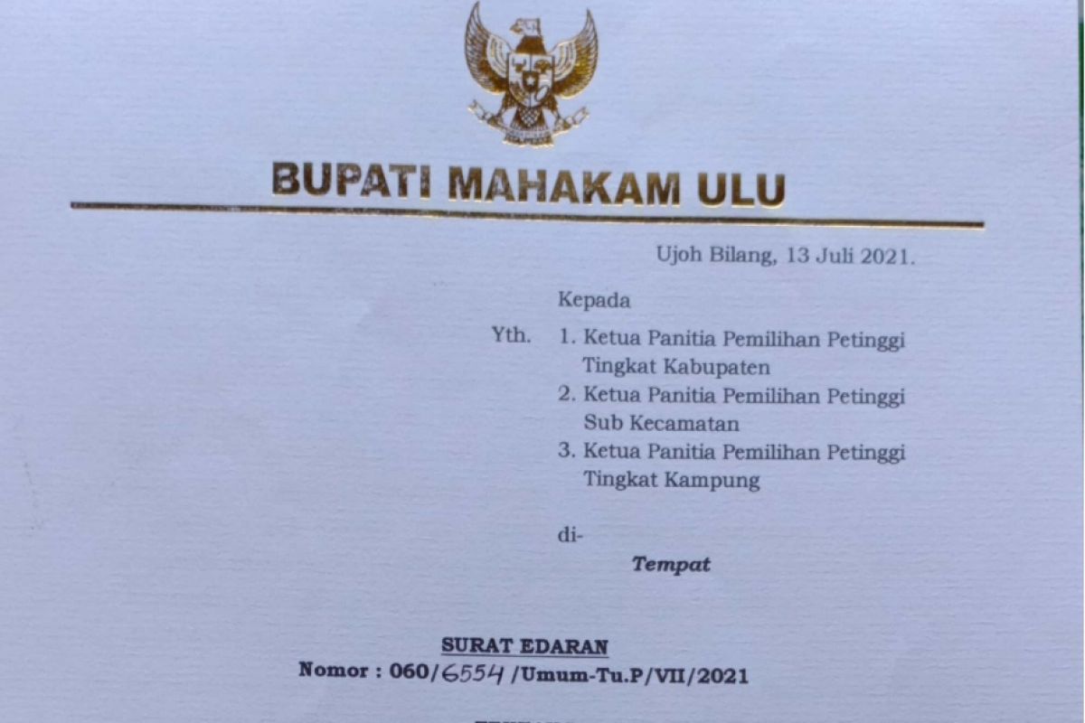 Mahulu Tunda Pelaksanaan Pemungutan Pemilihan Petinggi Kampung Serentak 2021