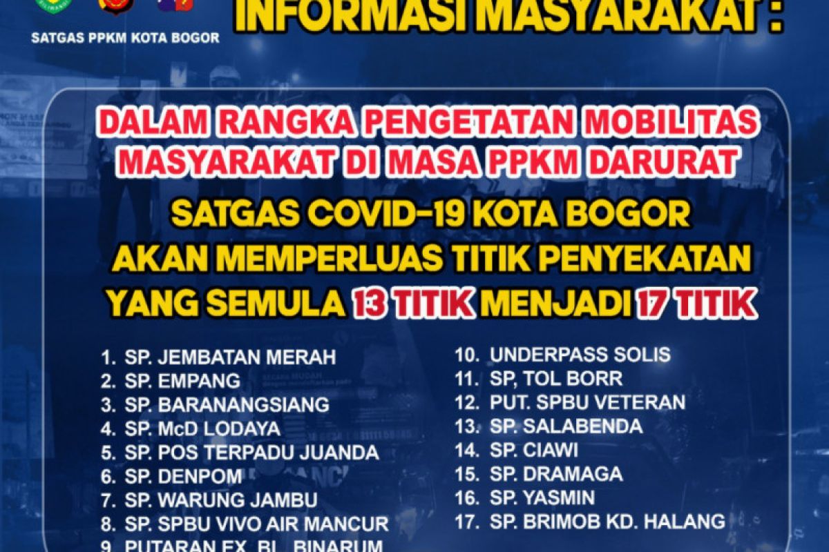 Polresta Bogor Kota tambah penyekatan dari 13 jadi 17 lokasi
