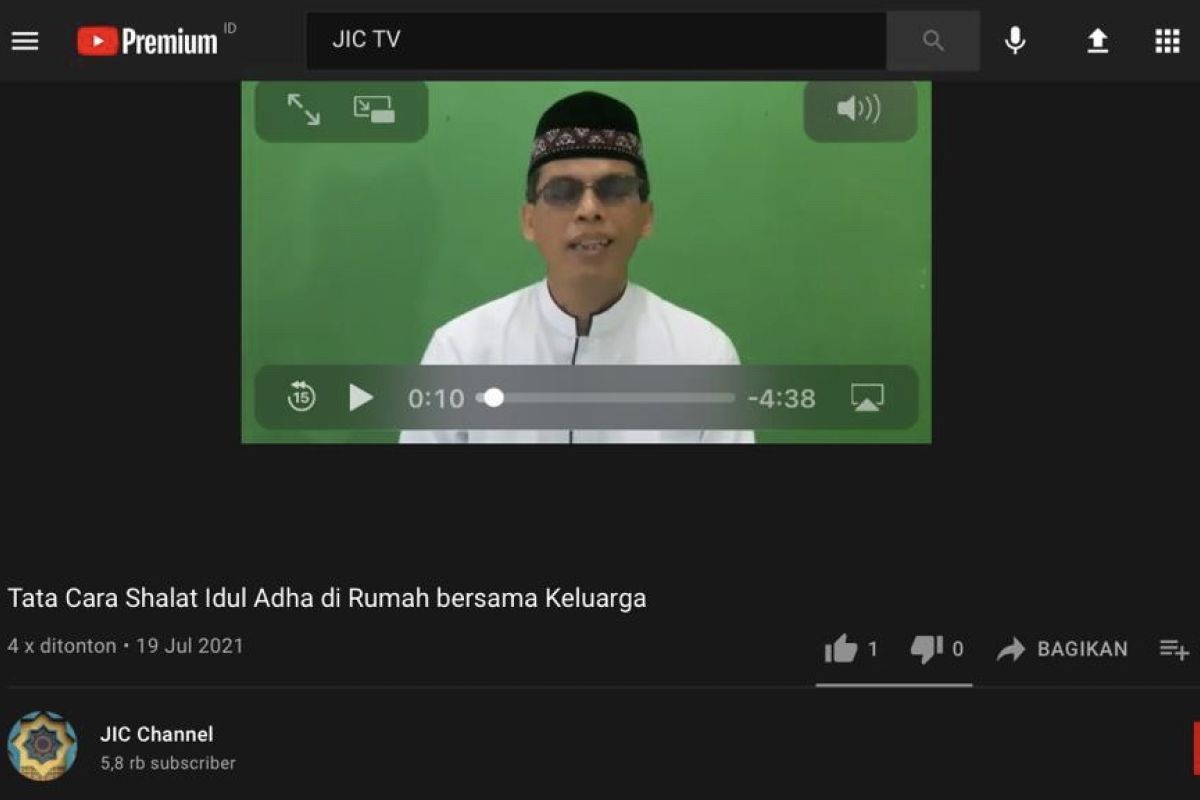 JIC gunakan Youtube untuk edukasi tata cara Shalat Idul Adha di rumah