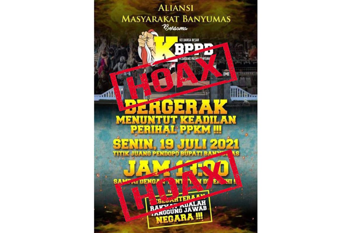 Hoaks, ajakan demo untuk protes PPKM darurat di Banyumas