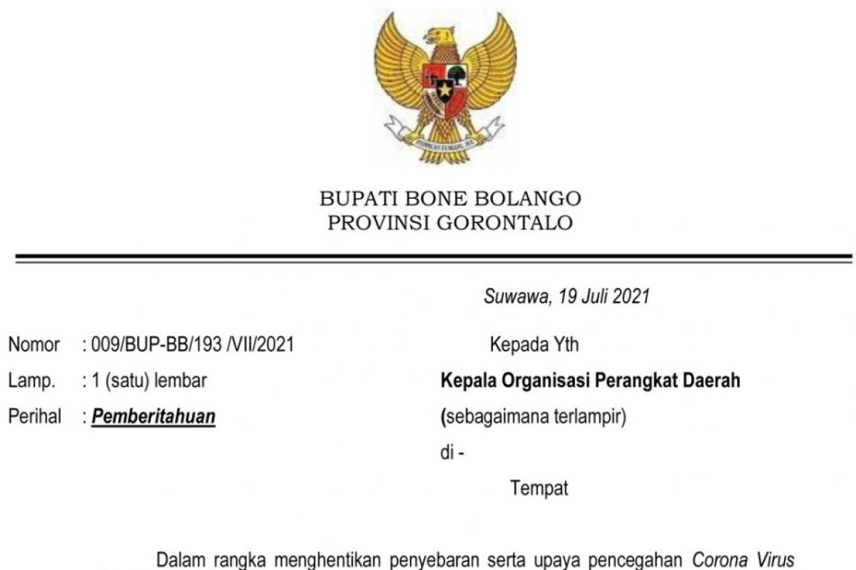 Berlakukan WFH, Kompleks perkantoran Bupati Bone Bolango ditutup sementara