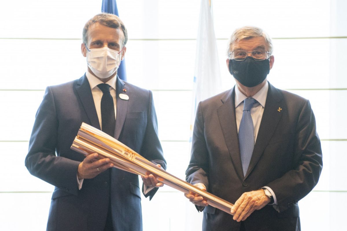 Presiden Prancis Emmnuel Macron tiba di Tokyo untuk upacara pembukaan Olimpiade